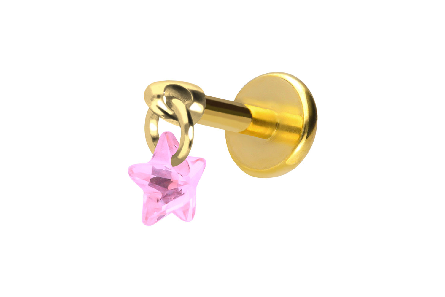 Titan Labret Piercing mit Push Fit KRISTALLSTERN